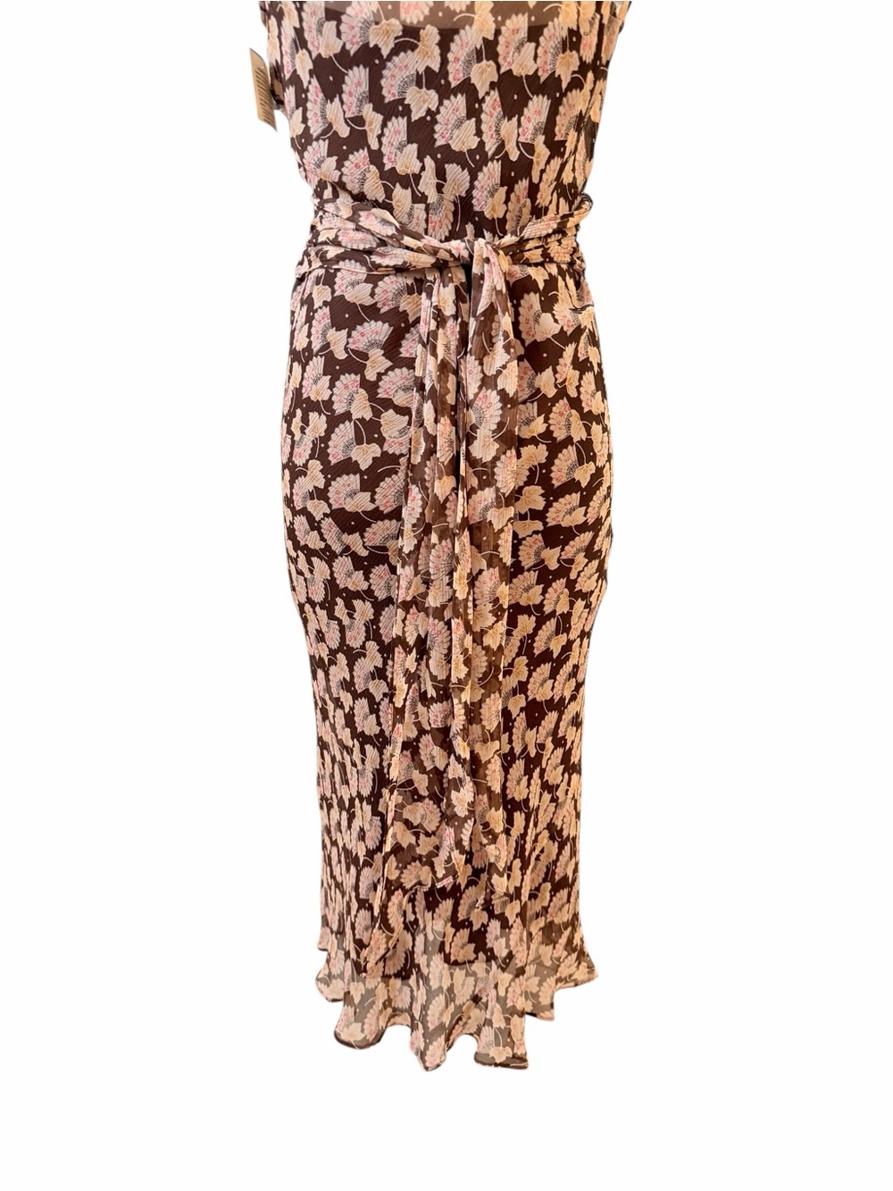 DVF Diane Von Furstenberg 100% Silk Fan Pattern V-Neck Floral Midi Dress Sz 10 - Picture 11 of 13